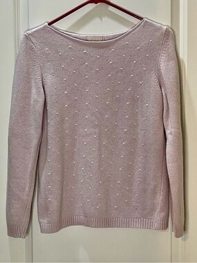 Bendetta B Italy Cashmere Blend Sweater Light Mauve White Dot Boatneck L